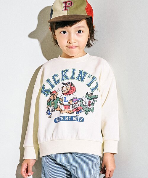 F.O.KIDS（エフオーキッズ）の「【ジュニア対応】カラバリグラフィックトレーナー（スウェット・キッズ・サックスブルー/グレー/オフホワイト/グリーン/ピンク/レインボー/ベージュ/ラベンダー/パープル/イエロー・80/90/100/110/120/130/140/150/160）」の2枚目の写真