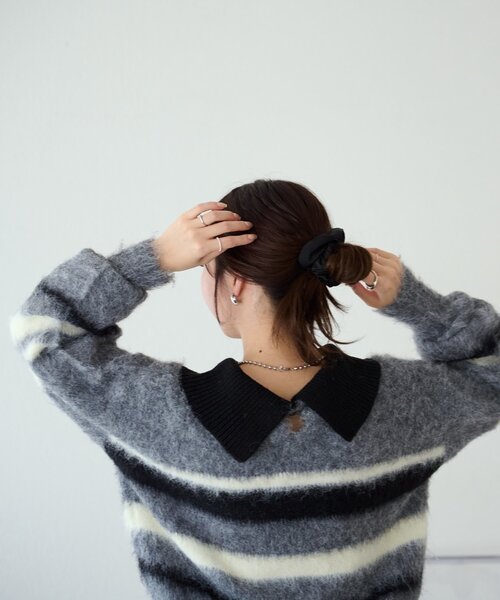 DISCOAT（ディスコート）の「シャギーボーダー衿付きプルオーバー（ニット/セーター・レディース・キャメル/ライトグレー/ベビーピンク・FREE）」の13枚目の写真