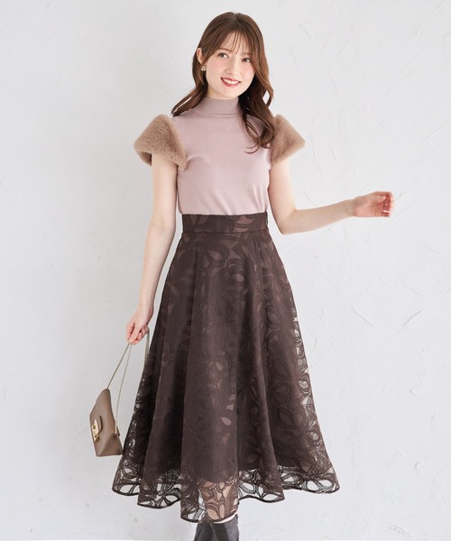 リボン刺繍シアーフレアスカート（スカート）｜tocco closet