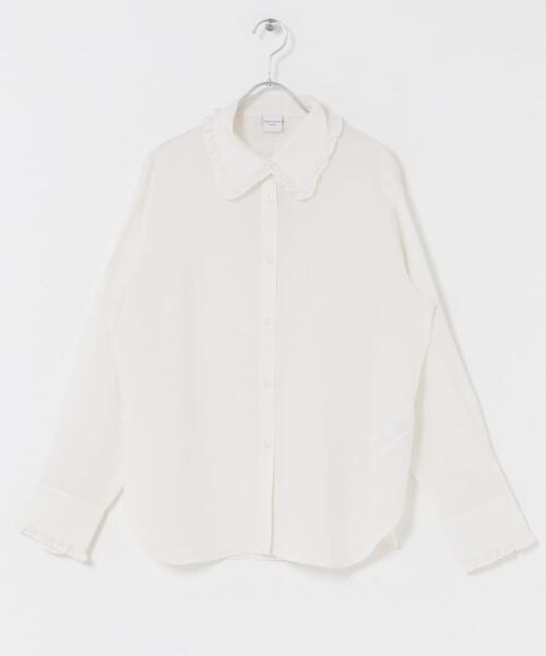 URBAN RESEARCH DOORS（アーバンリサーチドアーズ）の「フリルカラーブラウス（シャツ/ブラウス・レディース・ブラック/オフホワイト/ブラウン・MEDIUM）」の11枚目の写真