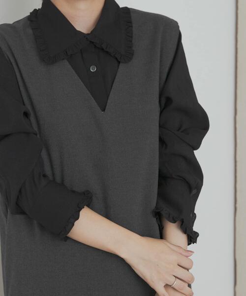 URBAN RESEARCH DOORS（アーバンリサーチドアーズ）の「フリルカラーブラウス（シャツ/ブラウス・レディース・ブラック/オフホワイト/ブラウン・MEDIUM）」の17枚目の写真