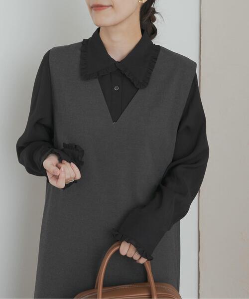 OUR フリルカラーブラウス ブラック フリルカラーブラウス（シャツ/ブラウス）｜URBAN RESEARCH DOORS