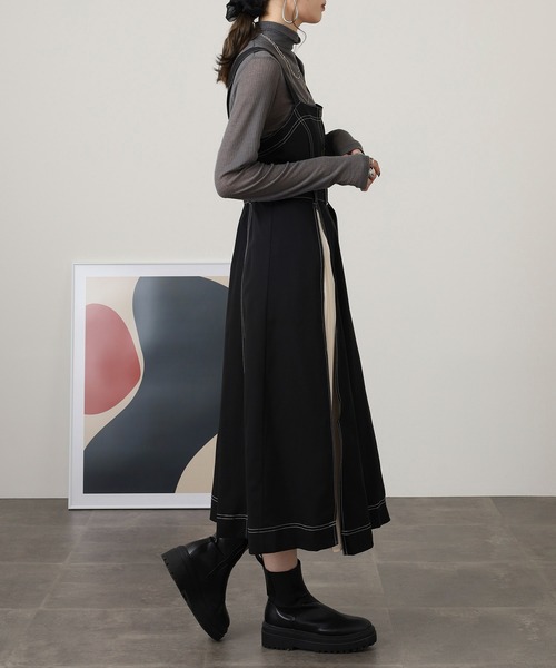 セール】nohea シフォンプリーツ切替ジャンスカ（ジャンパースカート