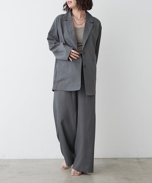 セール】【2枚SET】テーラードジャケット+ワイドパンツ