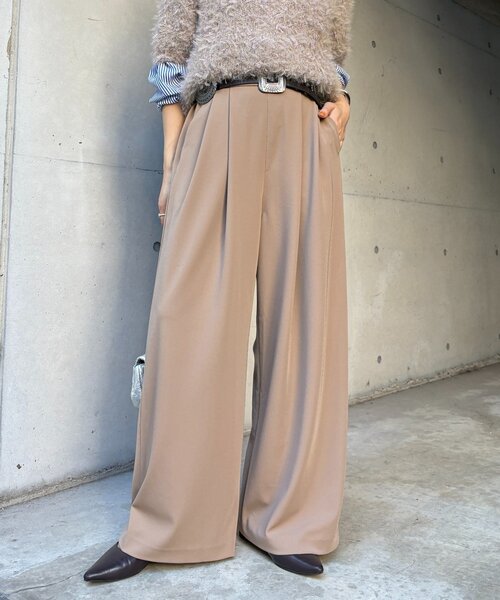 DouDou（ドゥドゥ）の「パーフェクトジャージータックパンツ（その他パンツ・レディース・ブラック/ブルー/ベージュ・36/38）」の3枚目の写真