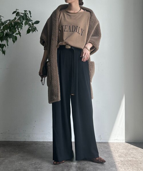 DouDou（ドゥドゥ）の「パーフェクトジャージータックパンツ（その他パンツ・レディース・ブラック/ブルー/ベージュ・36/38）」の5枚目の写真