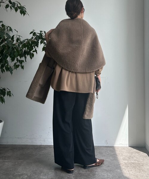 DouDou（ドゥドゥ）の「パーフェクトジャージータックパンツ（その他パンツ・レディース・ブラック/ブルー/ベージュ・36/38）」の8枚目の写真