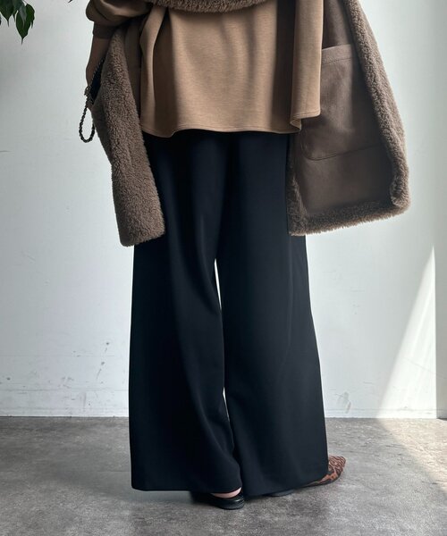 DouDou（ドゥドゥ）の「パーフェクトジャージータックパンツ（その他パンツ・レディース・ブラック/ブルー/ベージュ・36/38）」の6枚目の写真