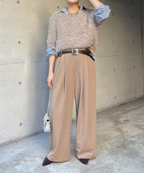 DouDou（ドゥドゥ）の「パーフェクトジャージータックパンツ（その他パンツ・レディース・ブラック/ブルー/ベージュ・36/38）」の9枚目の写真