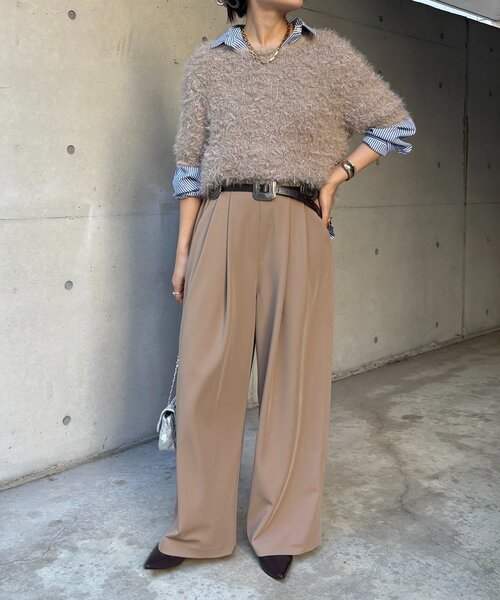 DouDou（ドゥドゥ）の「パーフェクトジャージータックパンツ（その他パンツ・レディース・ブラック/ブルー/ベージュ・36/38）」の10枚目の写真