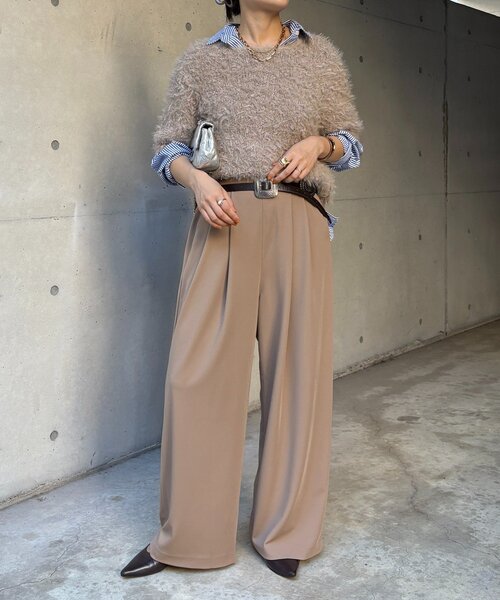 DouDou（ドゥドゥ）の「パーフェクトジャージータックパンツ（その他パンツ・レディース・ブラック/ブルー/ベージュ・36/38）」の14枚目の写真