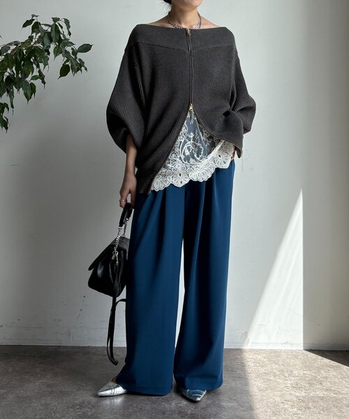 DouDou（ドゥドゥ）の「パーフェクトジャージータックパンツ（その他パンツ・レディース・ブラック/ブルー/ベージュ・36/38）」の21枚目の写真