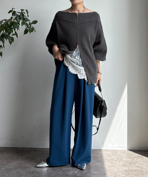 DouDou（ドゥドゥ）の「パーフェクトジャージータックパンツ（その他パンツ・レディース・ブラック/ブルー/ベージュ・36/38）」の19枚目の写真