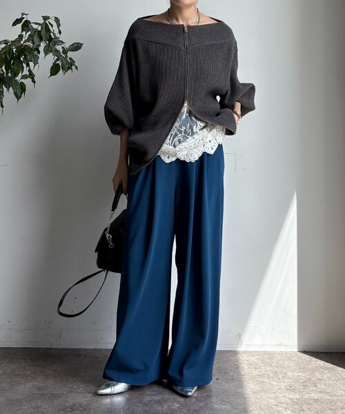 DouDou（ドゥドゥ）の「パーフェクトジャージータックパンツ（その他パンツ・レディース・ブラック/ブルー/ベージュ・36/38）」の18枚目の写真