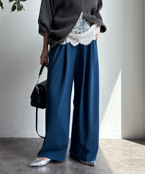 DouDou（ドゥドゥ）の「パーフェクトジャージータックパンツ（その他パンツ・レディース・ブラック/ブルー/ベージュ・36/38）」の20枚目の写真