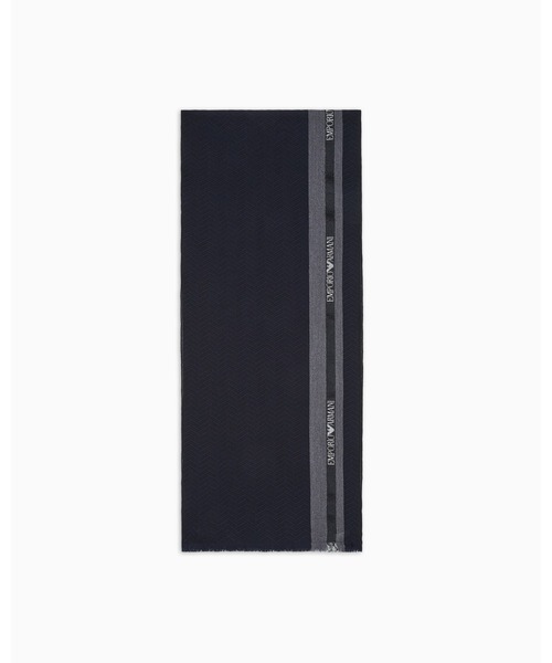 EMPORIO ARMANI（エンポリオアルマーニ）の「【エンポリオ アルマーニ】スカーフ ウール ロゴテープ（マフラー・メンズ・チャコールグレー/ダークネイビー・FREE）」の3枚目の写真