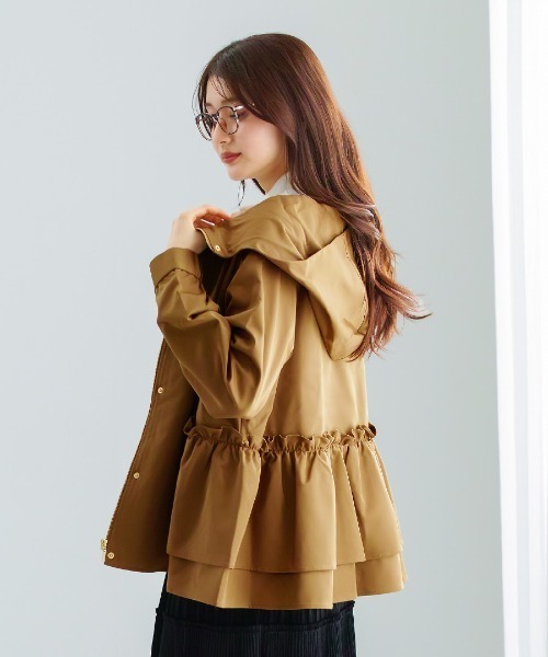 エミリアン（Emilyan）/【 Nano−Tex加工 】クリアツイル・ティアードフリルパーカー セール】【Nano-Tex加工】クリアツイル・ティアードフリルパーカー