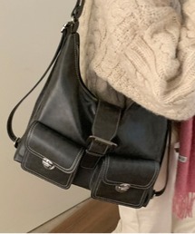 Y2K バックルレザーショルダーバッグ 3WAY