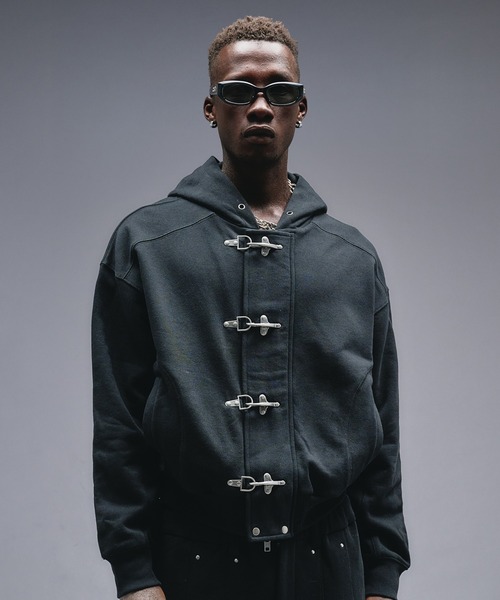 【ANDER HUNK】 オーバーダイダブルジップアップパーカー　バーガンディー セール】Overdyed Double Zip-up Parker/オーバーダイダブル