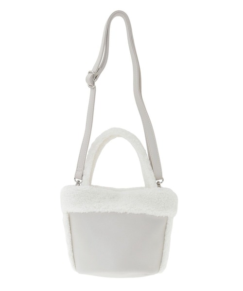 earth music&ecology（アースミュージックアンドエコロジー）の「ムートン風ボアバッグ（ハンドバッグ・レディース・ブラウン/ライトグレー・FREE）」の4枚目の写真