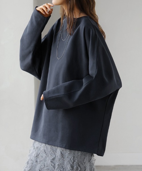 HUG.U(ハグユー)の「華奢見えきれいめロンT(Tシャツ/カットソー・レディース・ブラック/ライトブルー/ライトグレー/ライトオリーブ/レッド/ホワイト/ベージュ/ダークグレー/ネイビー・FREE)」の8枚目の写真