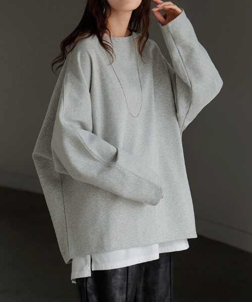 HUG.U(ハグユー)の「華奢見えきれいめロンT(Tシャツ/カットソー・レディース・ブラック/ライトブルー/ライトグレー/ライトオリーブ/レッド/ホワイト/ベージュ/ダークグレー/ネイビー・FREE)」の3枚目の写真