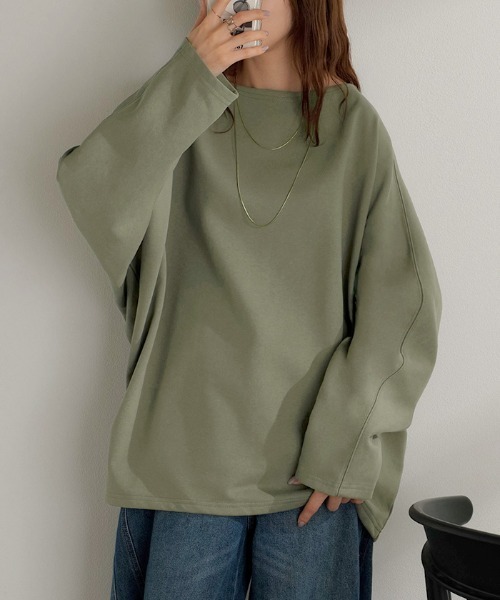 HUG.U(ハグユー)の「華奢見えきれいめロンT(Tシャツ/カットソー・レディース・ブラック/ライトブルー/ライトグレー/ライトオリーブ/レッド/ホワイト/ベージュ/ダークグレー/ネイビー・FREE)」の6枚目の写真