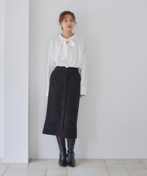 Andemiu（アンデミュウ）の「ボウタイブラウス長袖603830（シャツ/ブラウス・レディース・ブルー/オフホワイト・FREE）」の13枚目の写真