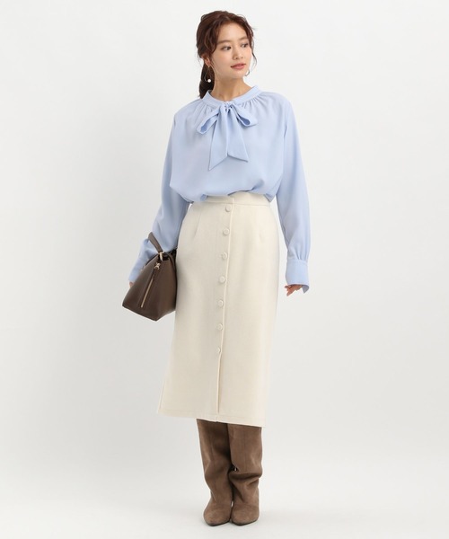 Andemiu（アンデミュウ）の「ボウタイブラウス長袖603830（シャツ/ブラウス・レディース・ブルー/オフホワイト・FREE）」の22枚目の写真