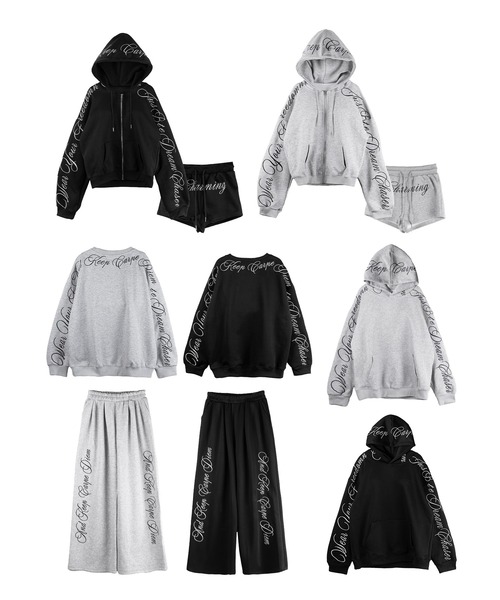 me+em select（ミームセレクト）の「【 ２color 】レタリングロゴ刺繍オーバースウェットパーカー ／lettering logo embroidery over sweat hoodie（パーカー・レディース・ブラック/グレー・FREE）」の6枚目の写真
