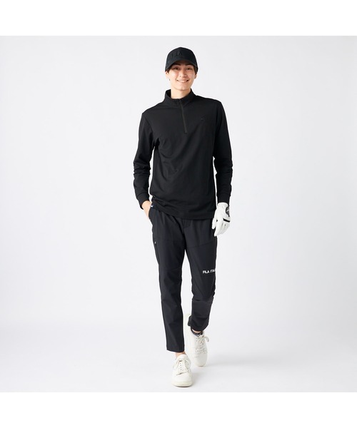 FILA GOLF（フィラゴルフ ）の「FILA GOLF フィラゴルフ ゴルフウェア  ワンポイント ロゴ 刺繍 ドライ UVカット ハーフZIP 長袖シャツ（Tシャツ/カットソー・メンズ・ネイビー/ホワイト/ブラック・M/3L/L/LL）」の11枚目の写真