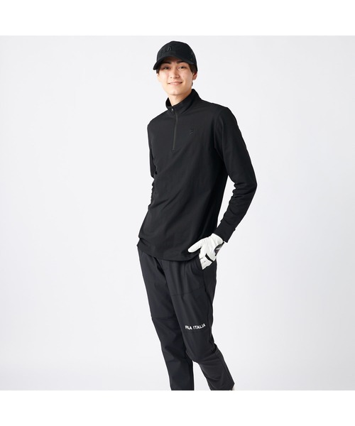 FILA GOLF（フィラゴルフ ）の「FILA GOLF フィラゴルフ ゴルフウェア  ワンポイント ロゴ 刺繍 ドライ UVカット ハーフZIP 長袖シャツ（Tシャツ/カットソー・メンズ・ネイビー/ホワイト/ブラック・M/3L/L/LL）」の13枚目の写真