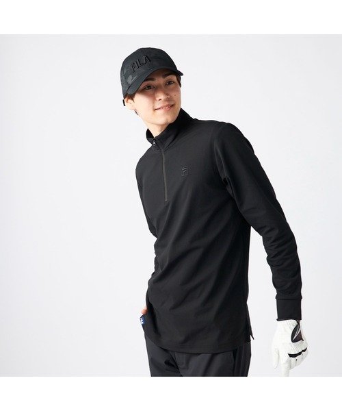 FILA GOLF（フィラゴルフ ）の「FILA GOLF フィラゴルフ ゴルフウェア  ワンポイント ロゴ 刺繍 ドライ UVカット ハーフZIP 長袖シャツ（Tシャツ/カットソー・メンズ・ネイビー/ホワイト/ブラック・M/3L/L/LL）」の9枚目の写真