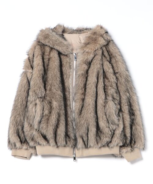 Chikashitsu +】oversized hooded fur blouson / 【チカシツプラス