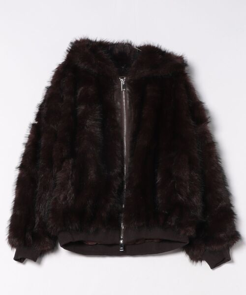 Chikashitsu +】oversized hooded fur blouson / 【チカシツプラス