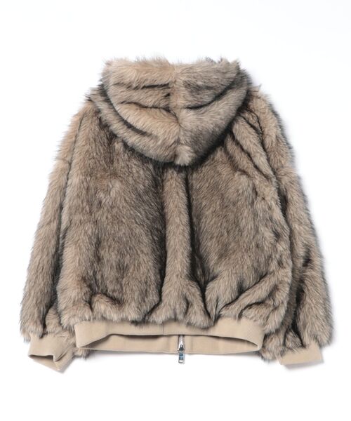 Chikashitsu +】oversized hooded fur blouson / 【チカシツプラス