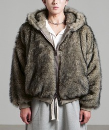 Chikashitsu +（チカシツプラス）の「【Chikashitsu +】oversized hooded fur blouson / 【チカシツプラス】オーバーサイズフーデッドファーブルゾン（ブルゾン）」