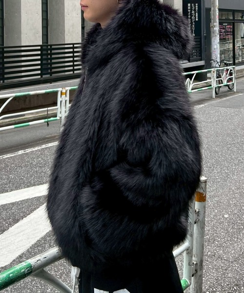 Chikashitsu +】oversized hooded fur blouson / 【チカシツプラス