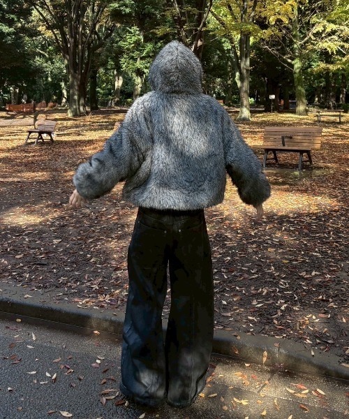 Chikashitsu +】oversized hooded fur blouson / 【チカシツプラス