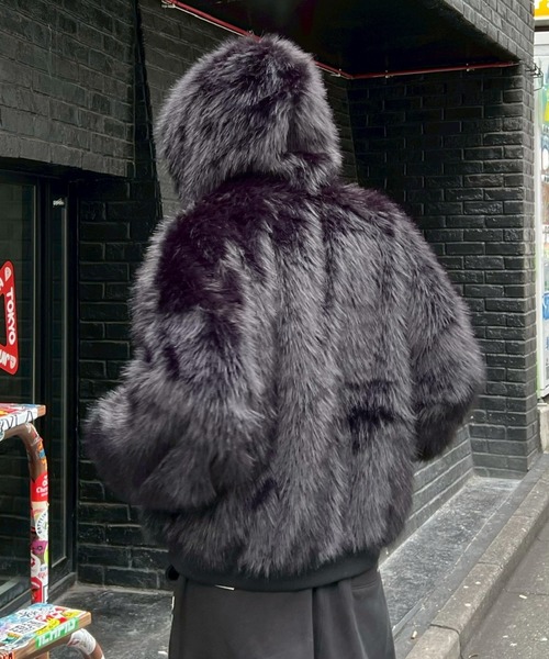 Chikashitsu +】oversized hooded fur blouson / 【チカシツプラス