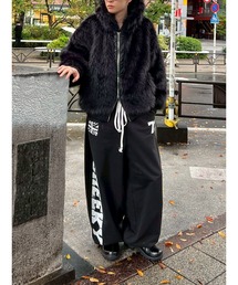 Chikashitsu +（チカシツプラス）の「【Chikashitsu +】oversized hooded fur blouson / 【チカシツプラス】オーバーサイズフーデッドファーブルゾン（ブルゾン）」