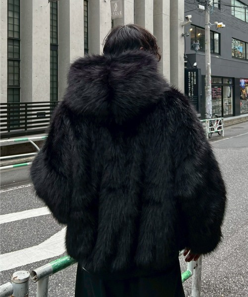 Chikashitsu +】oversized hooded fur blouson / 【チカシツプラス
