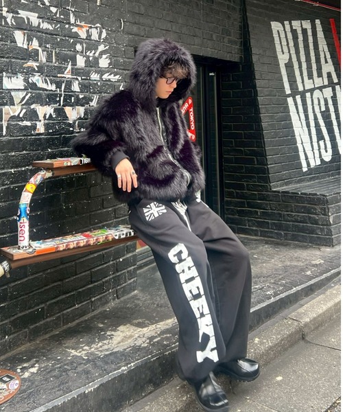 Chikashitsu +】oversized hooded fur blouson / 【チカシツプラス