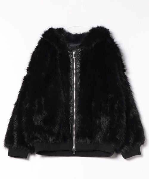 Chikashitsu +】oversized hooded fur blouson / 【チカシツプラス