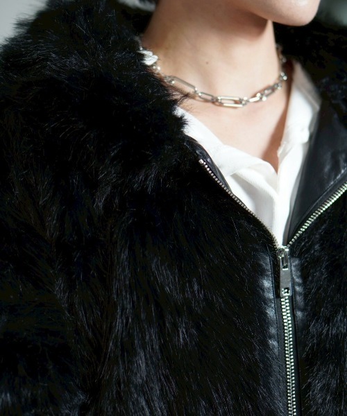 Chikashitsu +】oversized hooded fur blouson / 【チカシツプラス