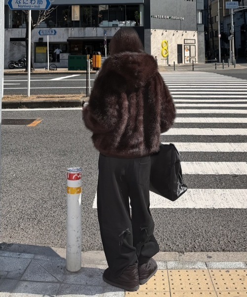 Chikashitsu +】oversized hooded fur blouson / 【チカシツプラス