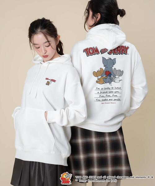 Tom&Jerry(トムアンドジェリー)の「∴WEGO/TOMandJERRYグラフィックプルパーカー(パーカー・メンズ・ホワイト/スミクロ・LARGE/MEDIUM)」の1枚目の写真