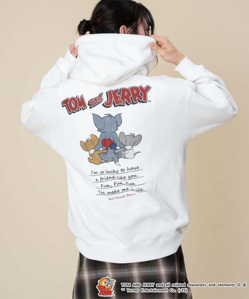 Tom&Jerry(トムアンドジェリー)の「∴WEGO/TOMandJERRYグラフィックプルパーカー(パーカー・メンズ・ホワイト/スミクロ・LARGE/MEDIUM)」の3枚目の写真