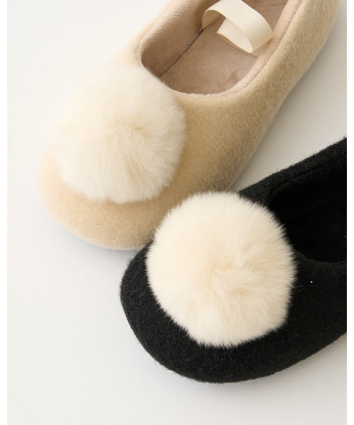 Lycee mine（リセマイン）の「ファー梵天付きバレエシューズ（バレエシューズ・キッズ・アイボリー/ブラック・L/SS/S/M）」の16枚目の写真