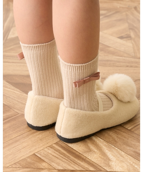 Lycee mine（リセマイン）の「ファー梵天付きバレエシューズ（バレエシューズ・キッズ・アイボリー/ブラック・L/SS/S/M）」の9枚目の写真